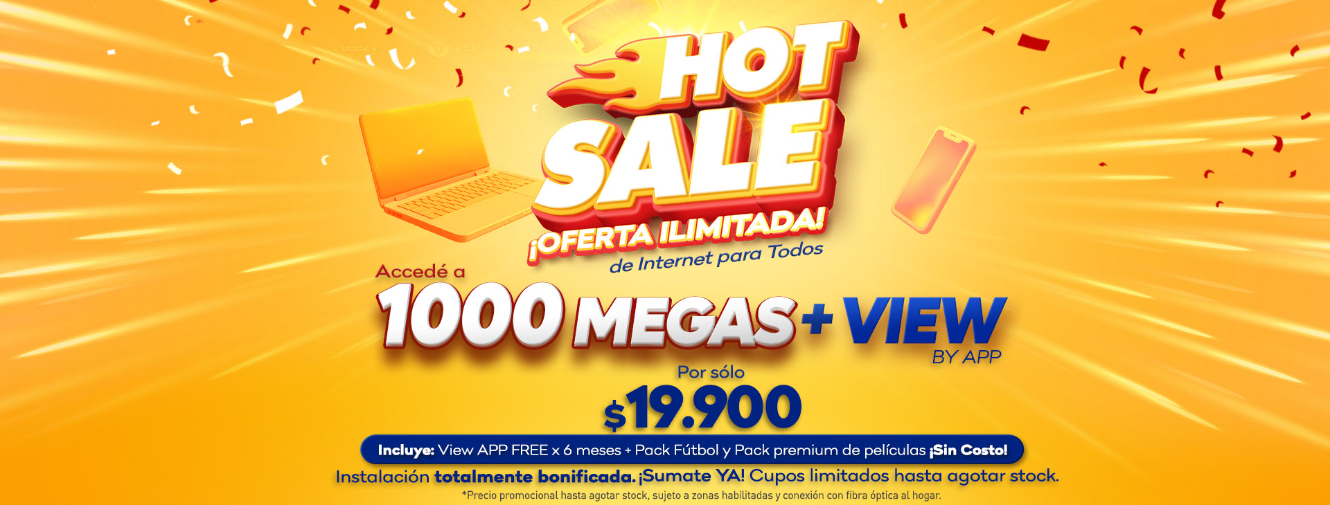 Hot Sale 1000 Megas con TV